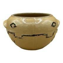 Vintage MCM Southwest Design Bean Pot Stoneware Crock Brown Painted Design - £15.78 GBP