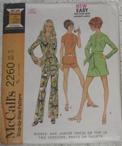 McCall&#39;s Pattern 2260 Misses Mini Dress, Top, Pants, Shorts Size 12 Uncut Vtg - £7.95 GBP