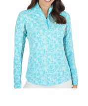 new IBKUL Abstract Skin Print Long Sleeve 1/4 Zip Mock Neck Golf Top in ... - $55.00