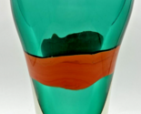 Vintage Murano Art Glass Teal and Orange Large 11&quot; Tall .5&quot; Wide Vase U256 - £319.67 GBP