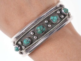 Vintage Native American Turquoise Sterling Row cuff - £293.15 GBP