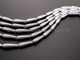 Gray Natural Mother of Pearl beads,8x30mm Pearl Teardrop beads, Loose Teardrop - $12.00