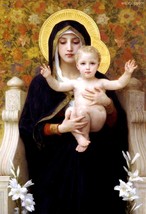 The Virgin of the Lilies by William Bouguereau Christ Child Religious 19x13 - £37.88 GBP