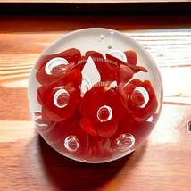 Maude Bob St Clair 3” Paperweight 1983 VTG Trumpet Floral Red Controlled Bubbles - £18.00 GBP