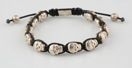 Nialaya Mens Skullbead Sterling Silver Shamballa Bracelet Size 7 Amazing! - £854.49 GBP