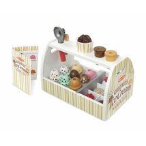 Melissa &amp; Doug Wooden Scoop and Serve Ice Cream Counter With Play Food a... - $48.51