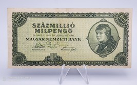 HUNGARY 100 MILLIO PENGO 1946 post war hyperinflation P-130 - $39.59