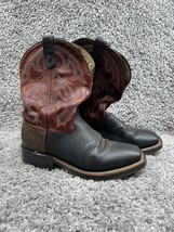 Men&#39;s Double H Brown Western Cowboy Boots Paisley Round Toe Side Zip Size 10 - £133.70 GBP