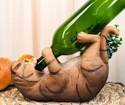 Wet Your Whiskers Drinking Brown Striped Kitten Cat Wine Bottle Holder Figurine - £26.53 GBP