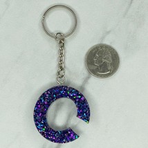 Silver Tone Glitter C Monogram Initial Letter Keyring Keychain - £5.40 GBP