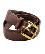 LL Bean Brown Leather Money Belt Hidden Zipper Pocket Women&#39;s 30 Brass B... - $29.47 CAD