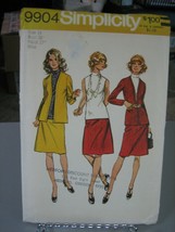 Simplicity 9904 Misses Unlined Jacket, Blouse & Skirt Pattern - Size 14 Bust 36 - $9.24