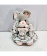 Vtg 1989 House of Lloyd Gray Mouse Mama &amp; 3 Babies In Plush Stuffed Anim... - £19.02 GBP