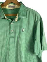 Peter Millar Polo Shirt Size XL Green White Stripe Knit Short Sleeve Cot... - $37.18