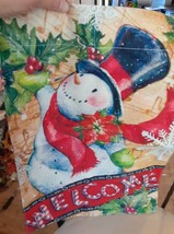 Welcome Snowman with Scarf  Holiday Christmas Garden Flag 12x18  Vertical - £7.88 GBP
