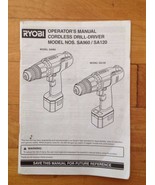 Ryobi Cordless Drill-Driver Operator&#39;s Manual Model SA960 /SA120 - £7.75 GBP