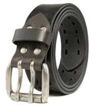 Black Men’s Grain Leather Belts Men Genuine Solid Workmen 1.5inch Width ... - £18.25 GBP