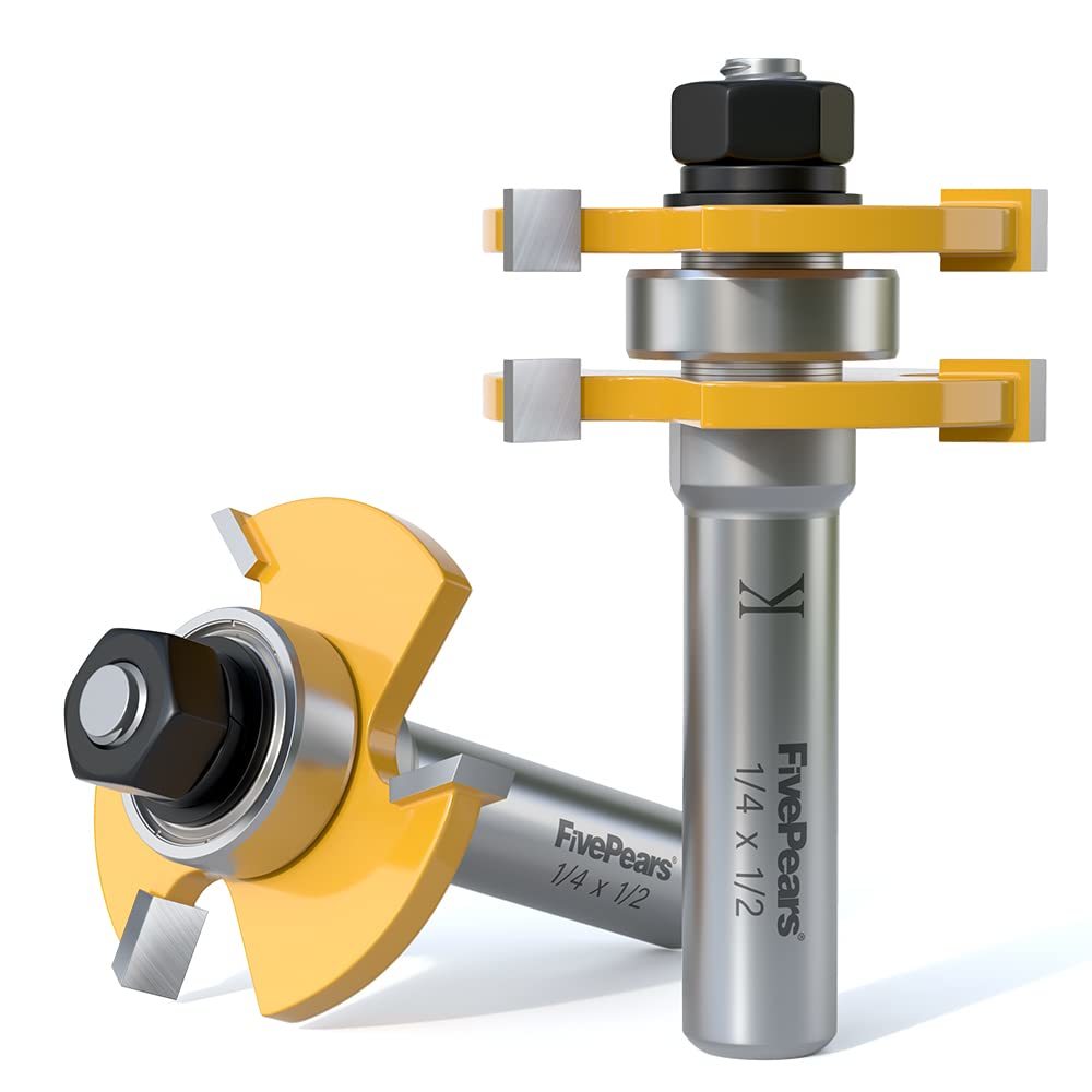 Tongue And Groove Router Bit Set, T Shape, 3 Teeth, 1/2&quot; Shank,, 2 Pcs.. - $30.99