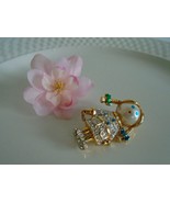 VINTAGE GOLD TONE MULTI-COLOR CRYSTAL LITTLE GIRL BROOCH Very Cute EUC S... - £7.84 GBP
