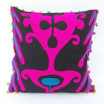 Traditional Jaipur Bohemian Throw Suzani Cushion, Embroidered Pillowcases 16&quot;x16 - £10.35 GBP
