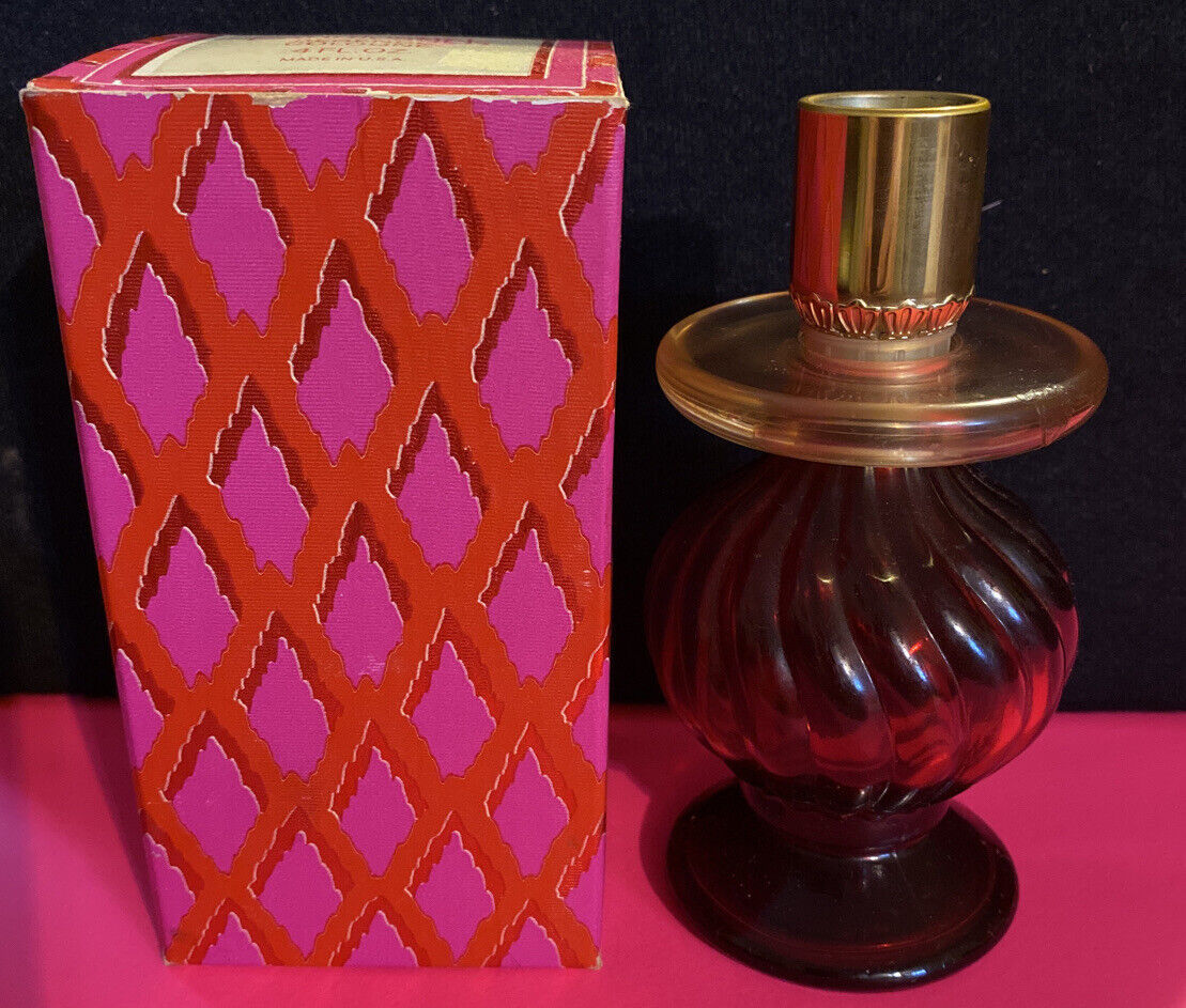 AVON Vintage Candlestick Cologne Collectable Bottle - Empty- Red Glass - $6.48