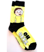 NEW 1 PAIR RICK AND MORTY OH GEEZ SOCKS YELLOW AND BLACK SHOE SIZE  6-12 - $17.74 CAD