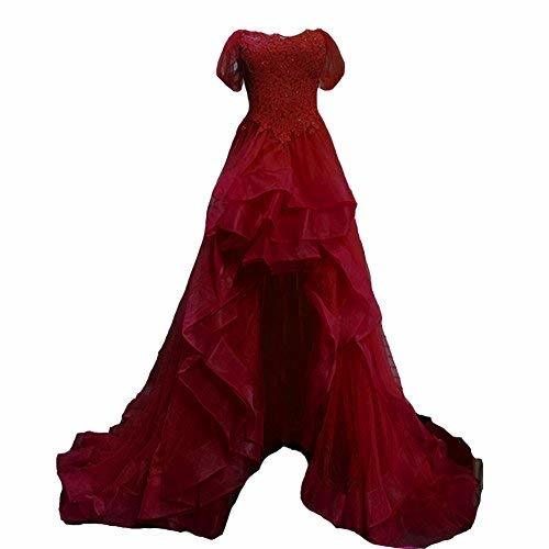 Plus Size Off The Shoulder High Low Prom Homecoming Dress Burgundy US 18W
