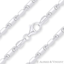 4mm Bar Bead Heshe Link Solid .925 Italy Sterling Silver Italian Chain Bracelet - £72.12 GBP+