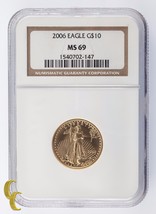 2006 G $10 Américain Or Aigle 1/4 ML Lingot Classé MS69 Par NGC Beau - $1,098.42