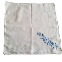 Vintage Hankie Crocheted Blue Flue Flowers Floral Hanky Handkerchief Old Women&#39;s - £5.73 GBP