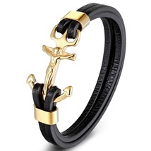 XQNI Steel Color Anchor Multi-layers Stitching Religions Bracelet Bangle For Mal - £11.97 GBP