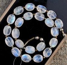 Natural, 20 piece faceted rainbow moonstone fancy oval gemstone beads 8x11 --- 9 - £64.33 GBP