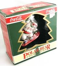 ❊ Authentic Cool Coca Cola Polar Bear Snowboard Skating Christmas Tree Ornament - £44.59 GBP