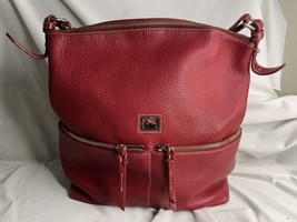 DOONEY &amp; BOURKE Dillen Large Pocket Sac Pebble Grain Red Leather Purse - £78.89 GBP