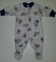 VTG Teddy Bear Carter&#39;s Footie Sleeper Pajamas Baby 0-6 Months Red Blue Books - £8.51 GBP