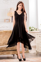 Unomatch Women Round Neck Sleeveless Long Chiffon Prom Nigth Dress Black - £23.97 GBP