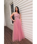 40s Pink Formal Gown Iridescent 1940s Party Prom Dress Vintage S - $65.00