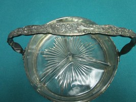 Antique Barbour 3206 Silver Plate Basket Glass Insert Dish Repousse Dutch 5 X 7&quot; - £96.75 GBP
