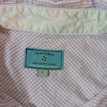 Castaway Nantucket Island Men's White & Purple Checkered Button-Down Shirt Sz L image 7