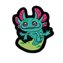 Cute Axolotl Funny Embroidered Patch Iron on. 3.2x3.9 inches. - £5.92 GBP