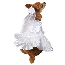MPP Dog Wedding Gowns Bride to Be Dresses Formal White Veil Skirt Bow Ruffle Tri - £22.40 GBP+