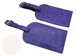 AVIMA BEST Premium Leather Luggage Bag Tags 2 Pieces Set - Purple - £8.27 GBP