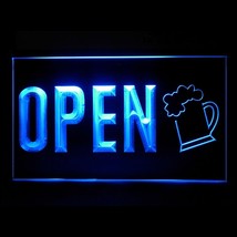 170154B OPEN Beer Mug Bar Pub Home Brew Popular Hot SUN Bubbles LED Light Sign - £17.57 GBP