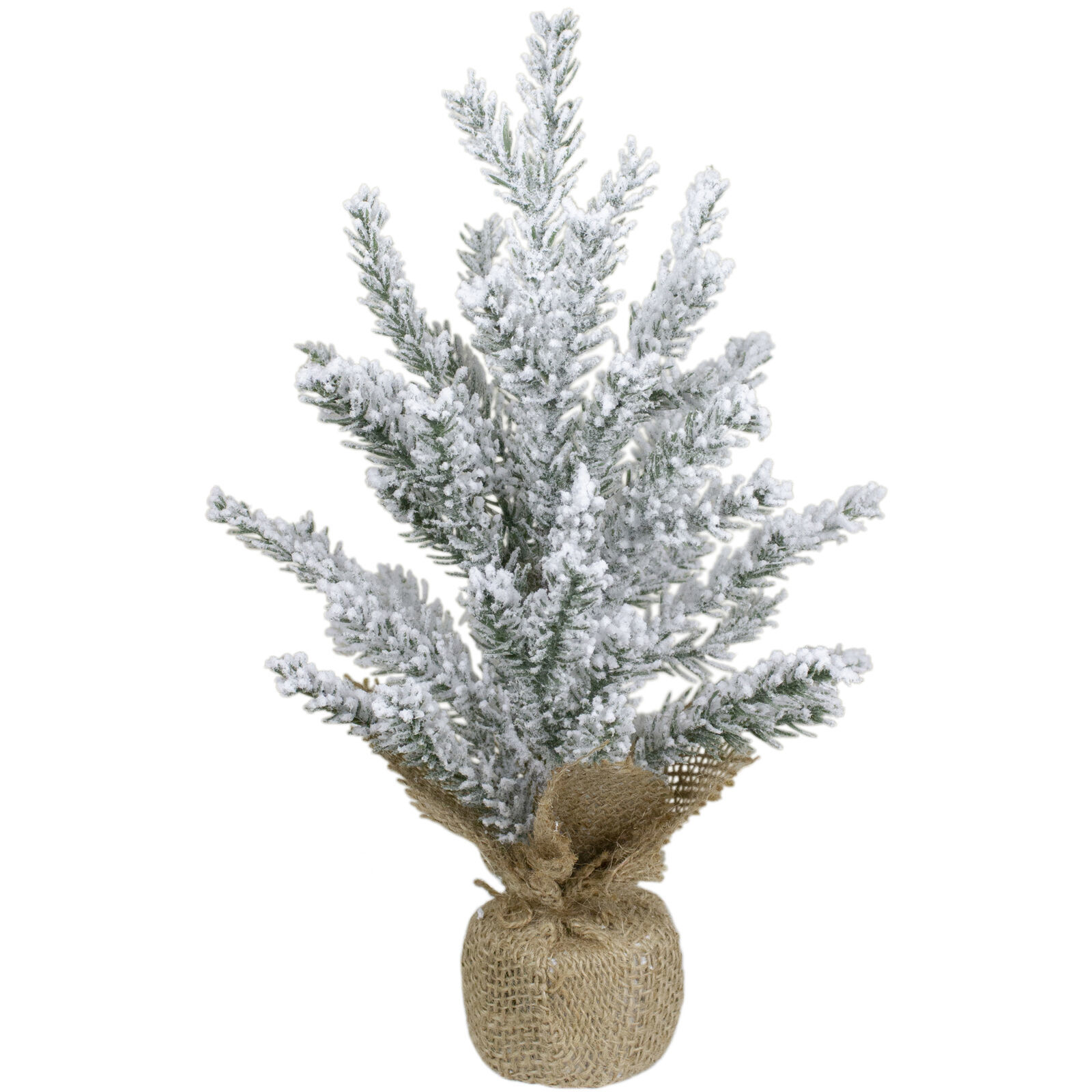US Seller 12Inch Unlit Artificial Flocked Mini Pine Christmas Tree Jute ... - $38.98