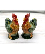 Home Rooster Chicken Red Green Ceramic Salt &amp; Pepper Shakers Kitchen Hom... - $17.75