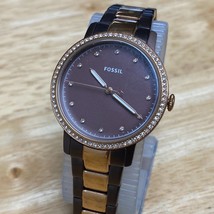 Fossil ES4300 Lady Rose Gold Tone Brown Rhinestone Analog Quartz Watch~New Batte - £14.63 GBP