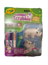 Crayola Scribble Scrubbie Safari Color &amp; Clean Hippo Biko And Rhino Ayana New - £11.58 GBP
