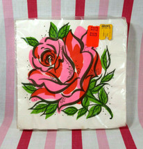 Vintage New Old Stock Tuttle Press MoD Pink Rose Paper Luncheon Napkins Sealed - $20.00
