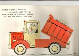 Vintage Mechanical Valentine’s Day Card Kids Bear Dump Truck Red Hot Candy - £14.67 GBP