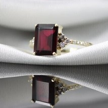 14k Yellow Gold Plated Silver 3Ct Emerald Simulated Garnet Engagement Ring - £93.44 GBP